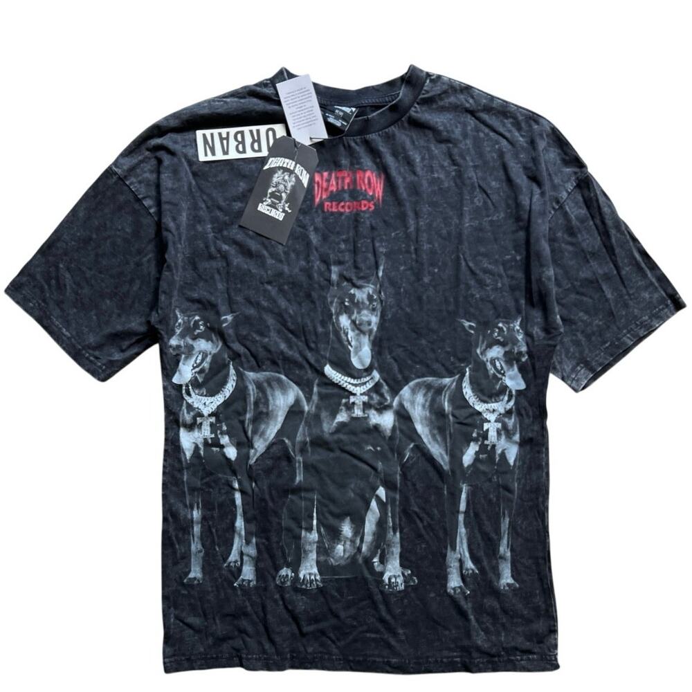 NWT Death Row Records Mens Sz Small Black Doberman Trio Cotton Blend T-Shirt